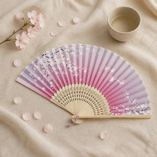 Éventail pliant japonais à fleurs de cerisier