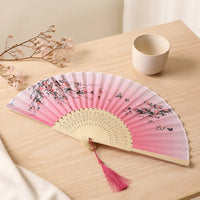 Éventail Pliant Japonais Fleurs et Papillons