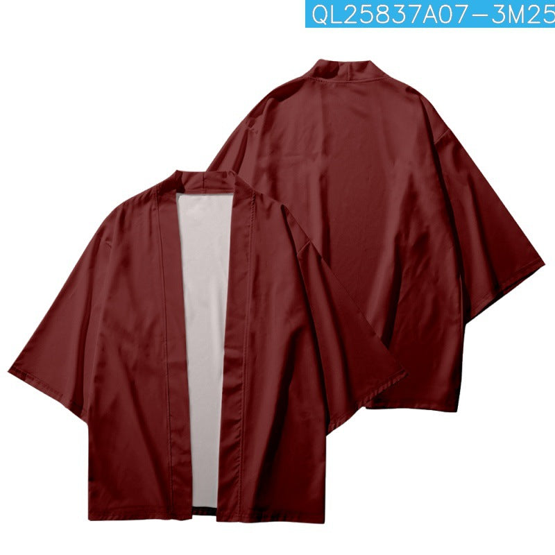 Haori kimono cardigan homme, coloris Bordeaux