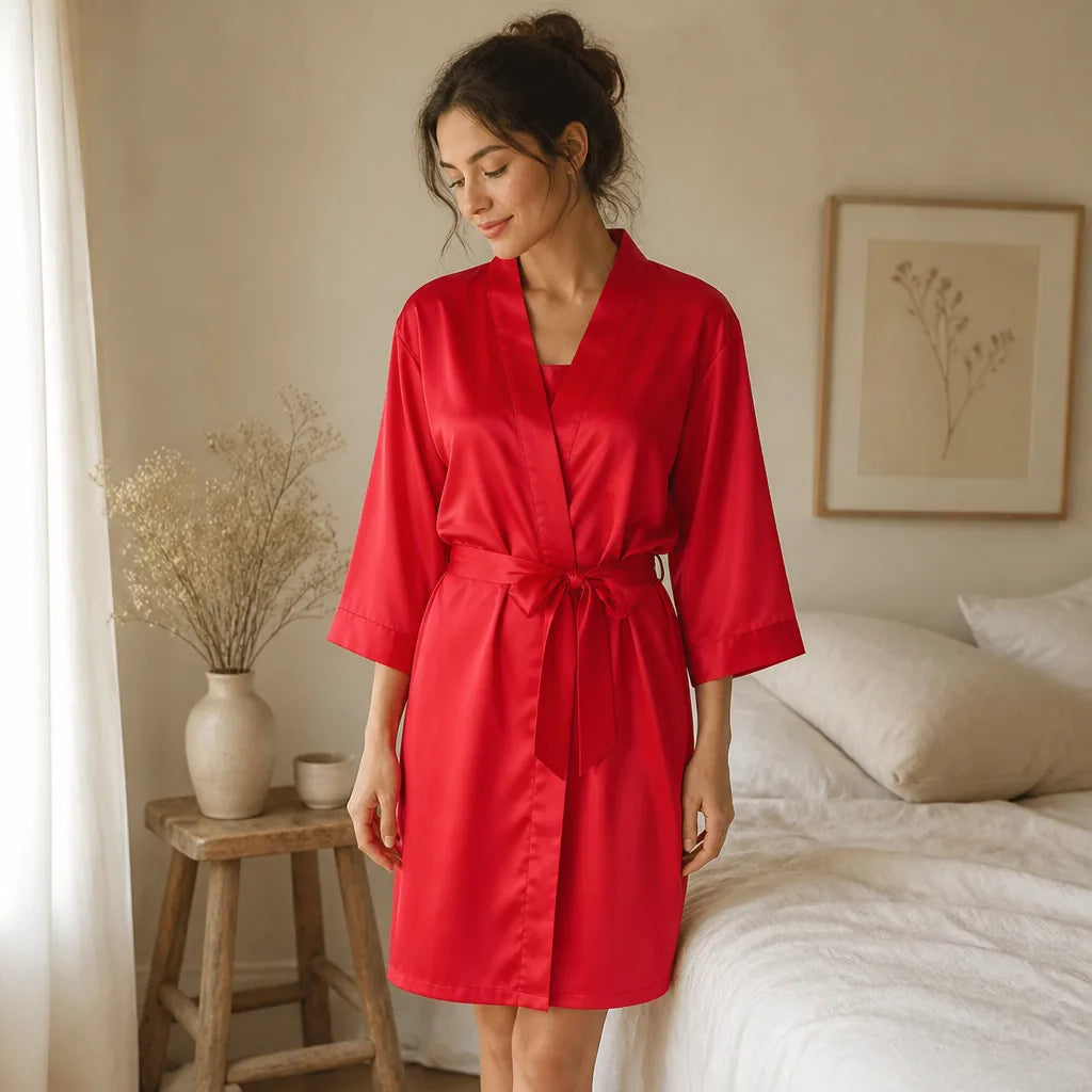 Robe de Chambre Kimono Femme Satinée