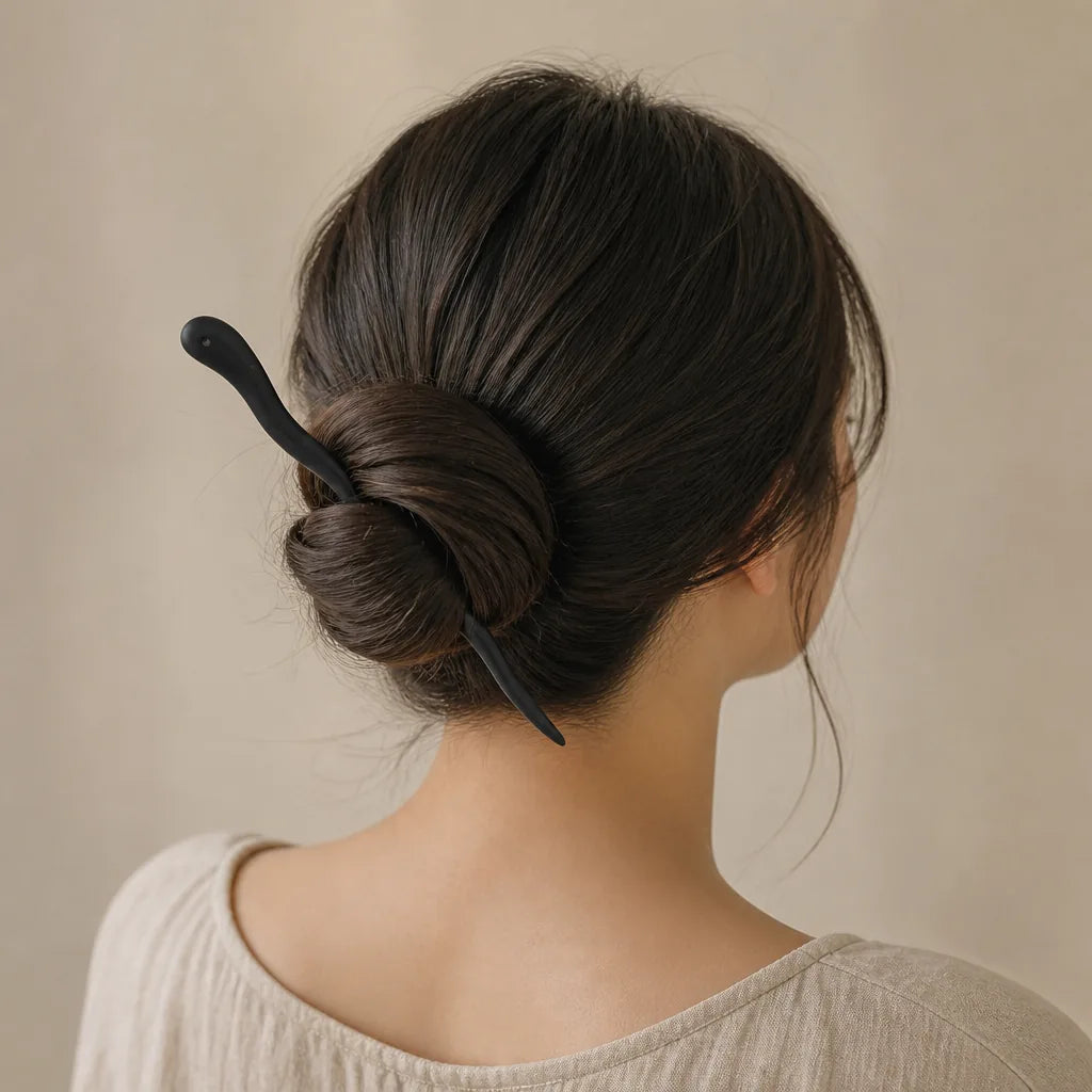 Bâton à cheveux japonais en bois vintage