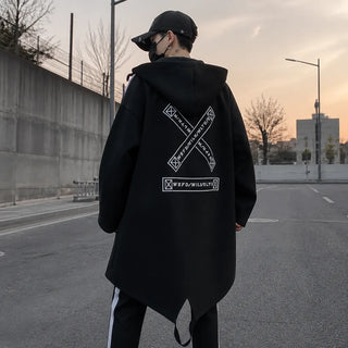 Manteau long à capuche streetwear