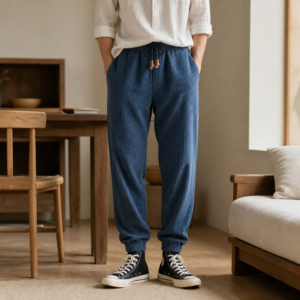 Pantalon Japonais Décontracté en Velours pour Homme