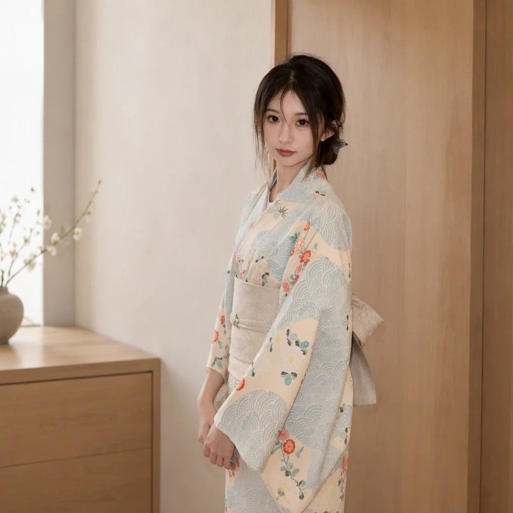 Robe kimono japonaise motif floral