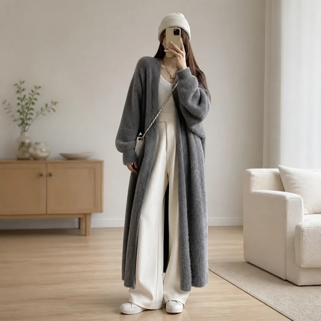 Cardigan long douillet façon kimono