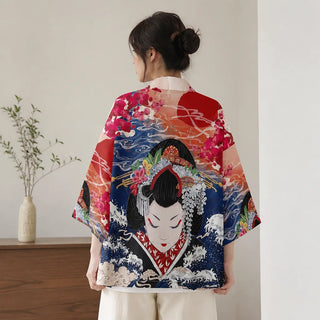 Haori japonais estampe geisha