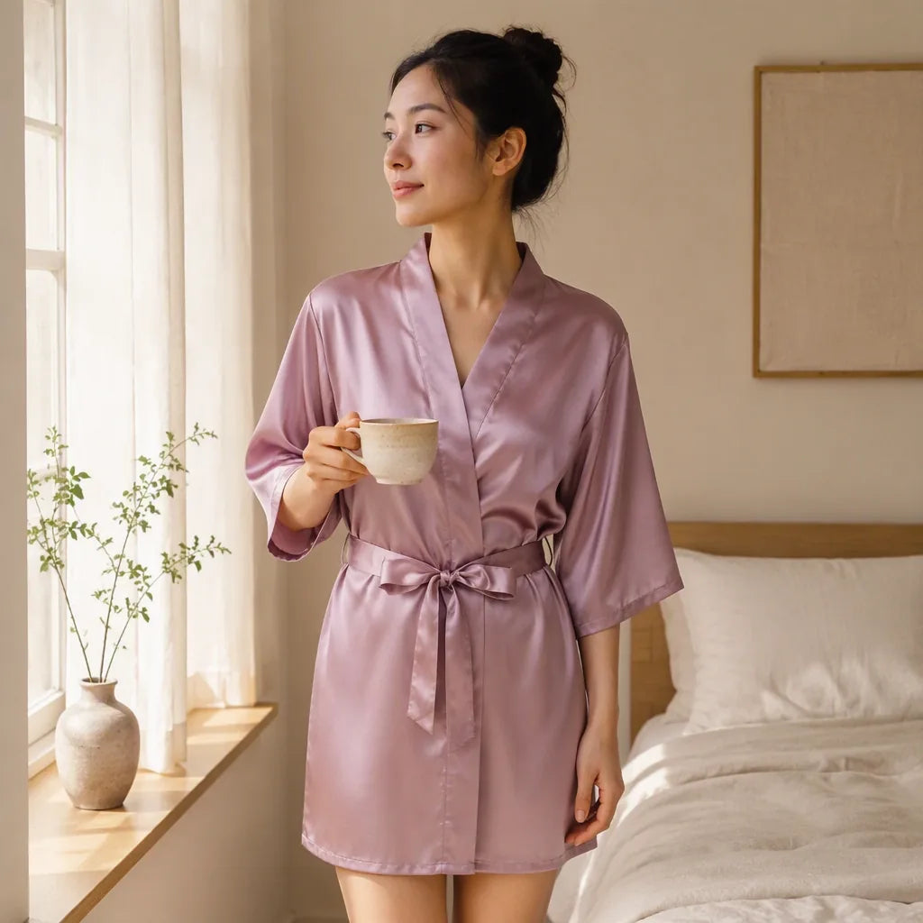 Peignoir Kimono Satin Femme