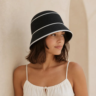 Chapeau Bucket Paille Bicolore Femme
