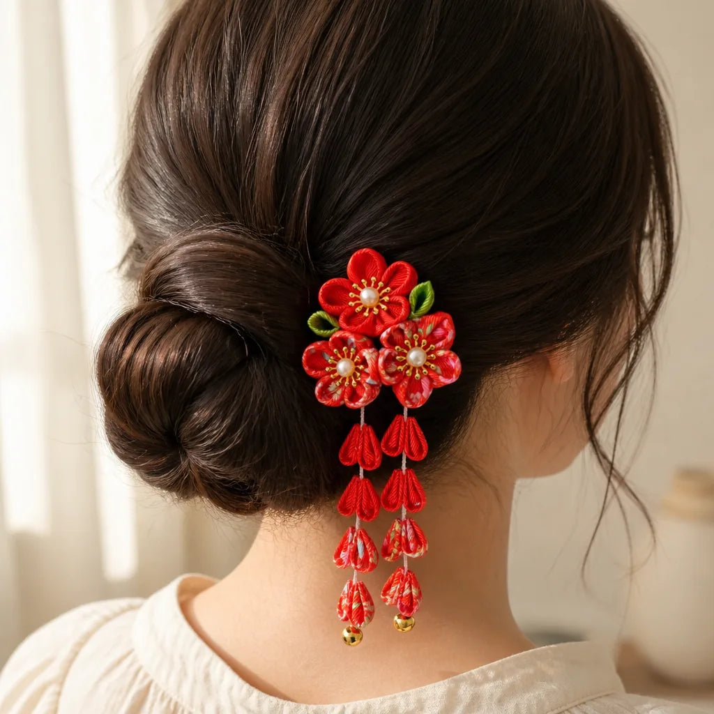 Barrette à Cheveux Kanzashi Fleurie