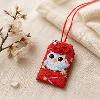 Porte-bonheur japonais chouette rouge