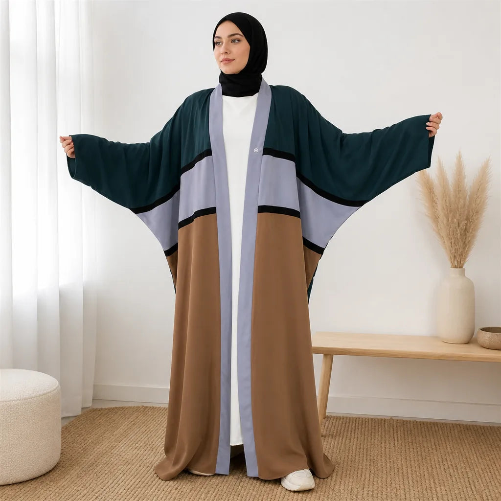 Kimono long tricolore ouvert