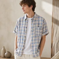 Chemise estivale homme carreaux délavés