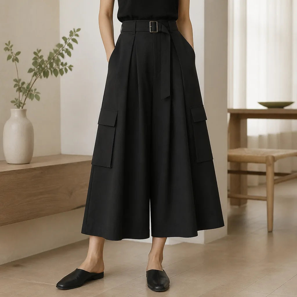 Pantalon large japonais à poches