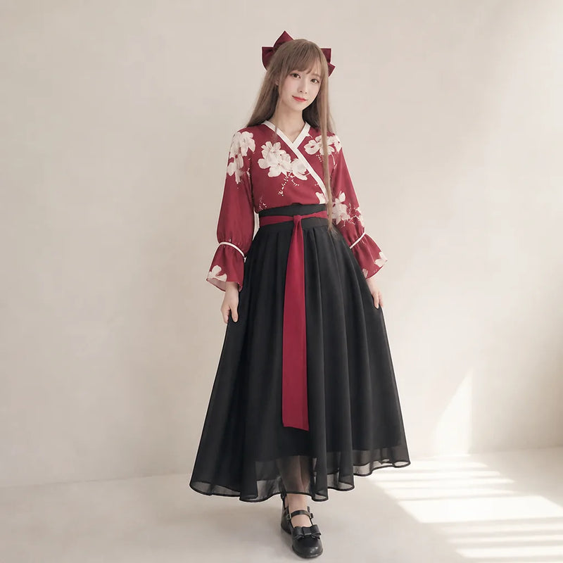 Robe Kimono Manches Larges Fleurie