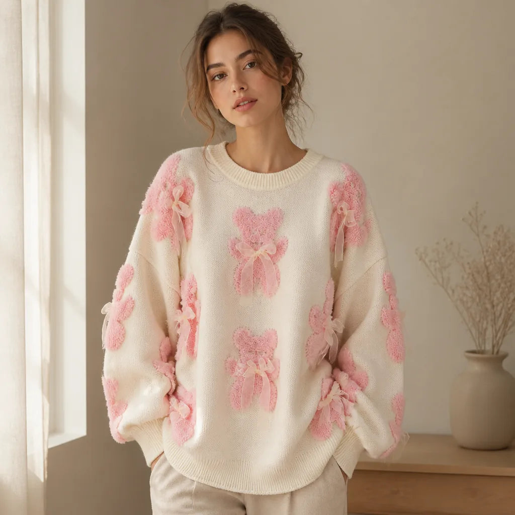 Pull Oversize Kawaii Japonais à Nœuds