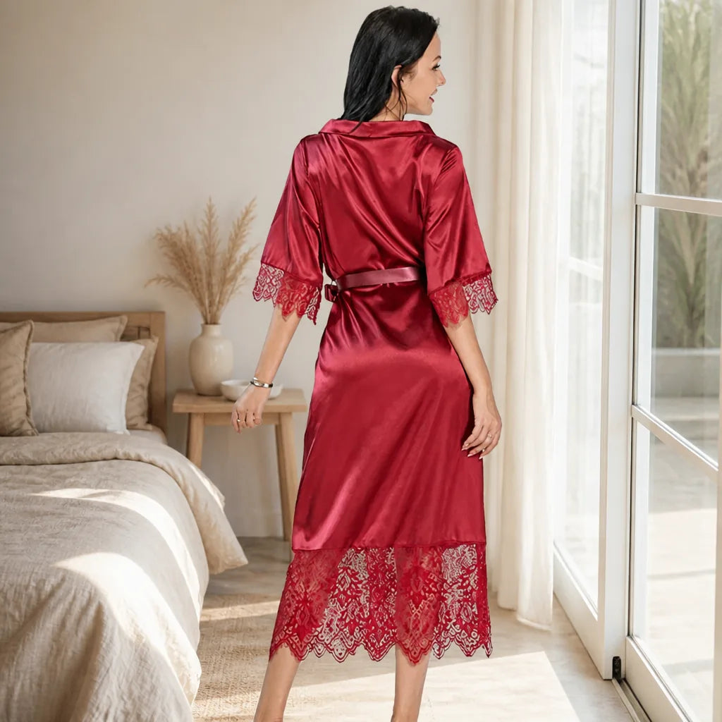Robe de chambre kimono femme satinée