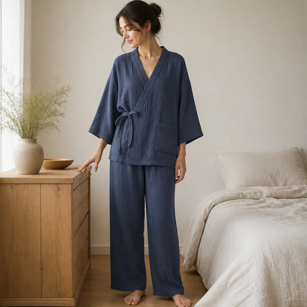 Ensemble Kimono Pantalon Femme Coton