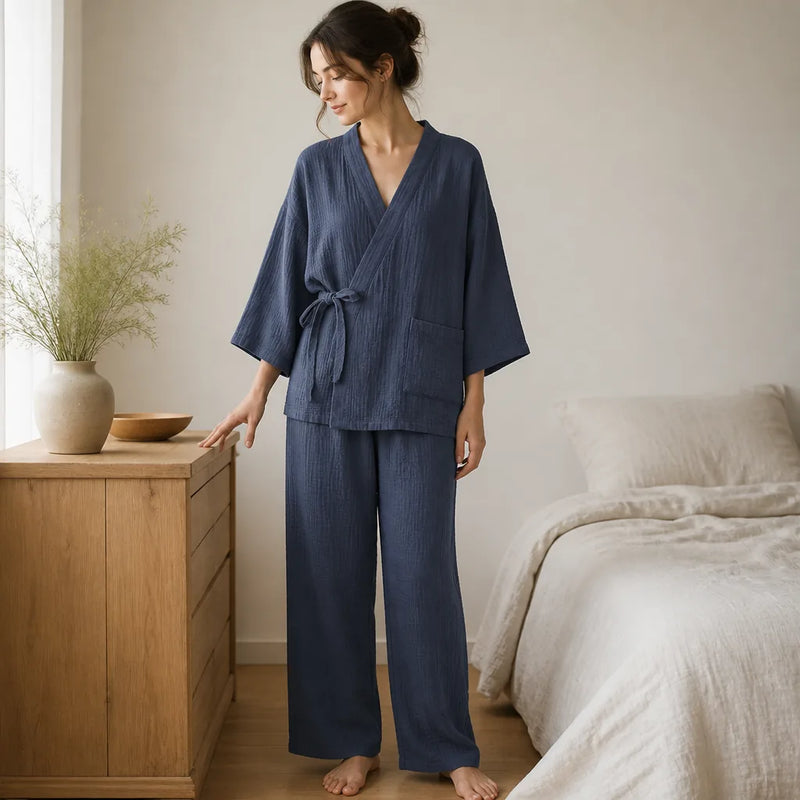 Ensemble Kimono Pantalon Femme Coton