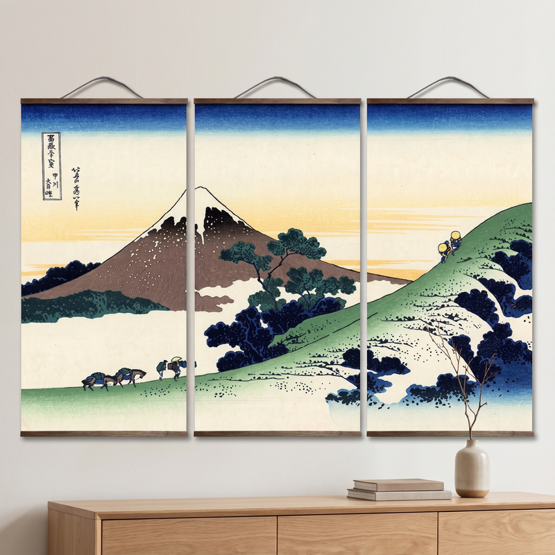 Triptyque estampe japonaise vue du mont Fuji