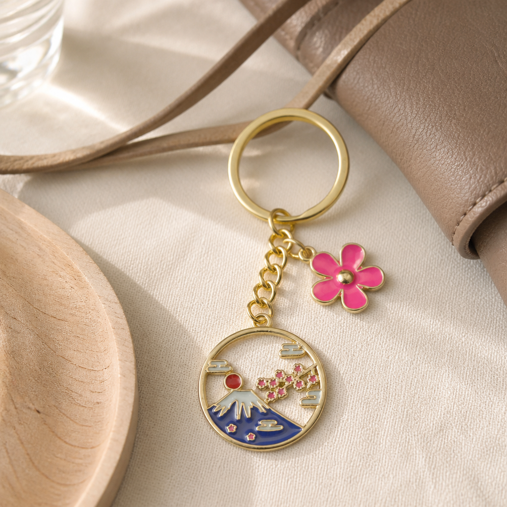 Porte-clé porte-bonheur japonais doré