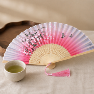 Éventail japonais motif fleurs de cerisier
