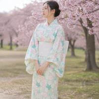 Kimono long fleuri obi large