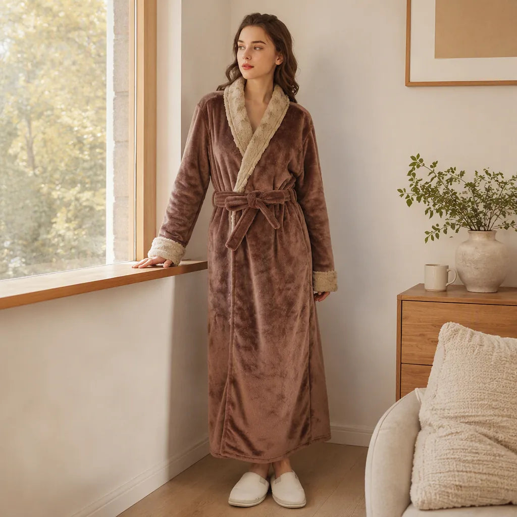 Peignoir Femme Col Châle Polaire