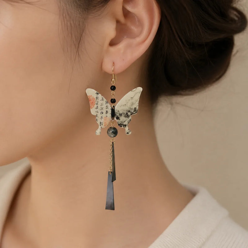 Boucles d'oreilles papillon pendantes