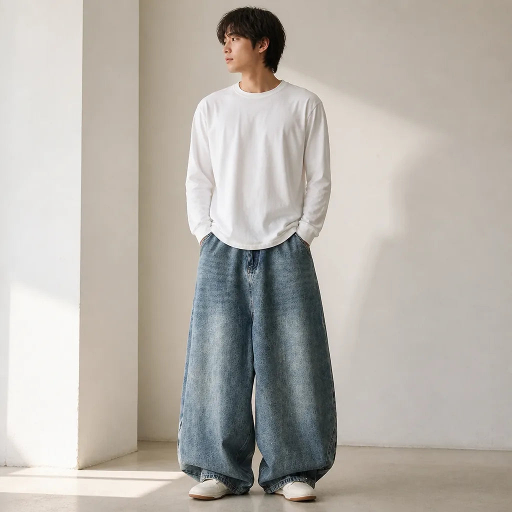 Pantalon jean japonais coupe ample