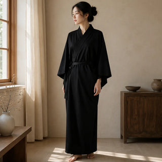 Robe kimono longue à ceinture
