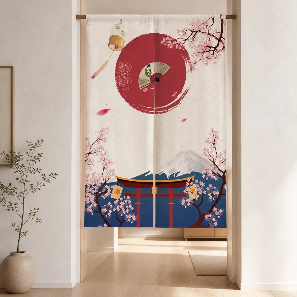 Rideau de porte japonais noren sakura