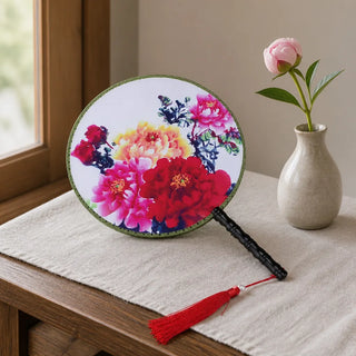 Éventail Rond Peinture Florale