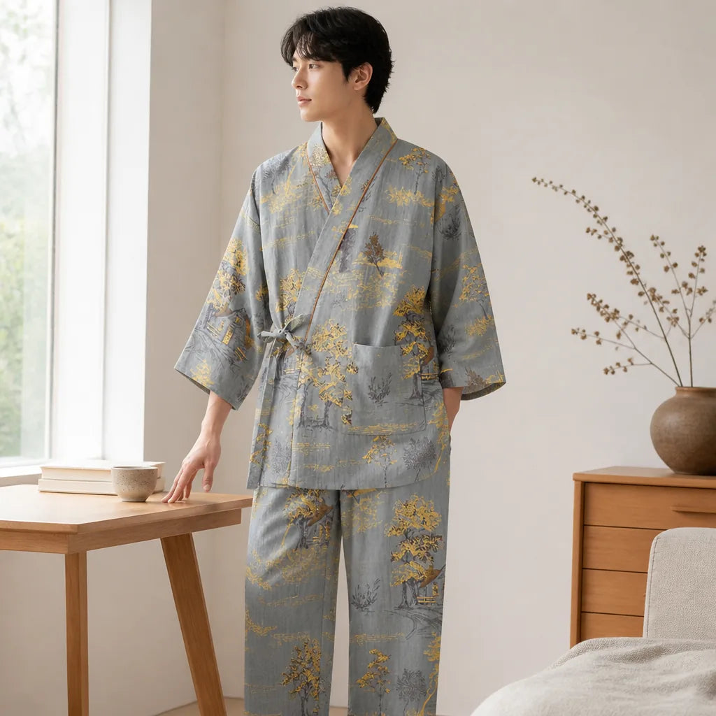 Ensemble pyjama kimono homme coton