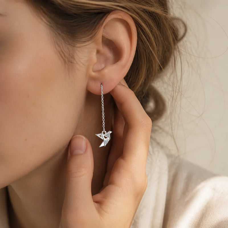 Boucles d'oreilles japonaises grue origami