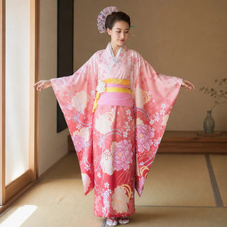 Kimono japonais floral rose