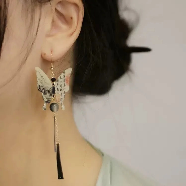 Boucles d'oreilles papillon pendantes