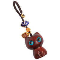 Porte-clés Japonais Chat en Bois