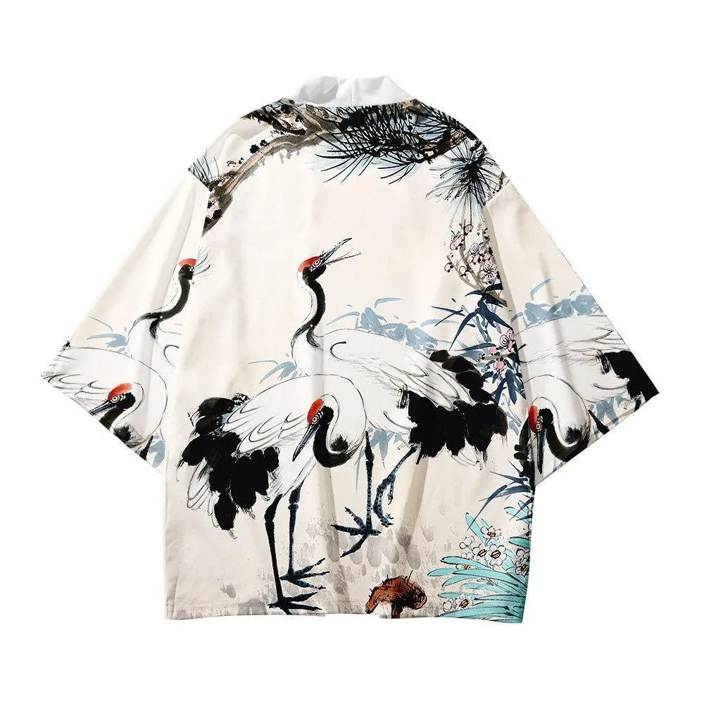 Haori Japonais Motif Grue