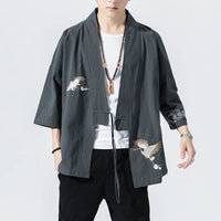 Veste Kimono Homme Brodée de Grues