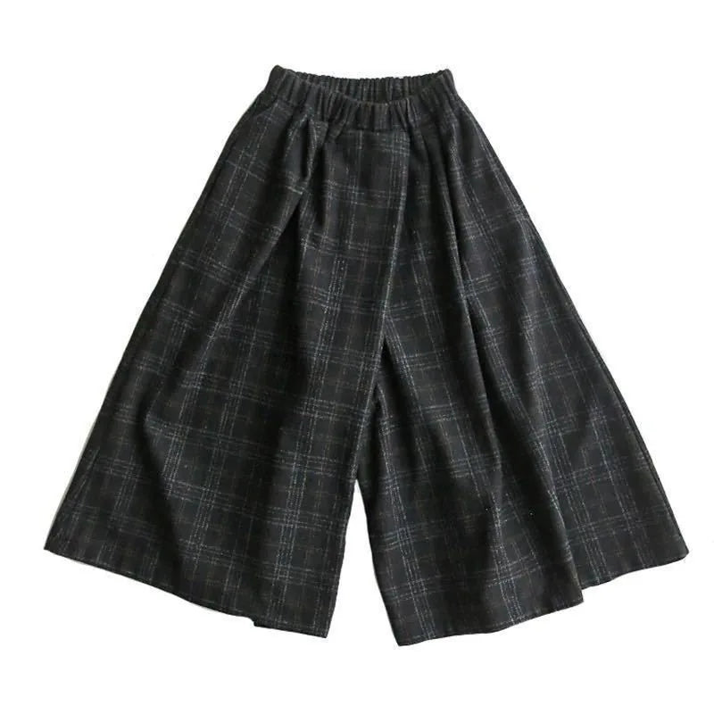 Pantalon Japonais Femme Large à Carreaux