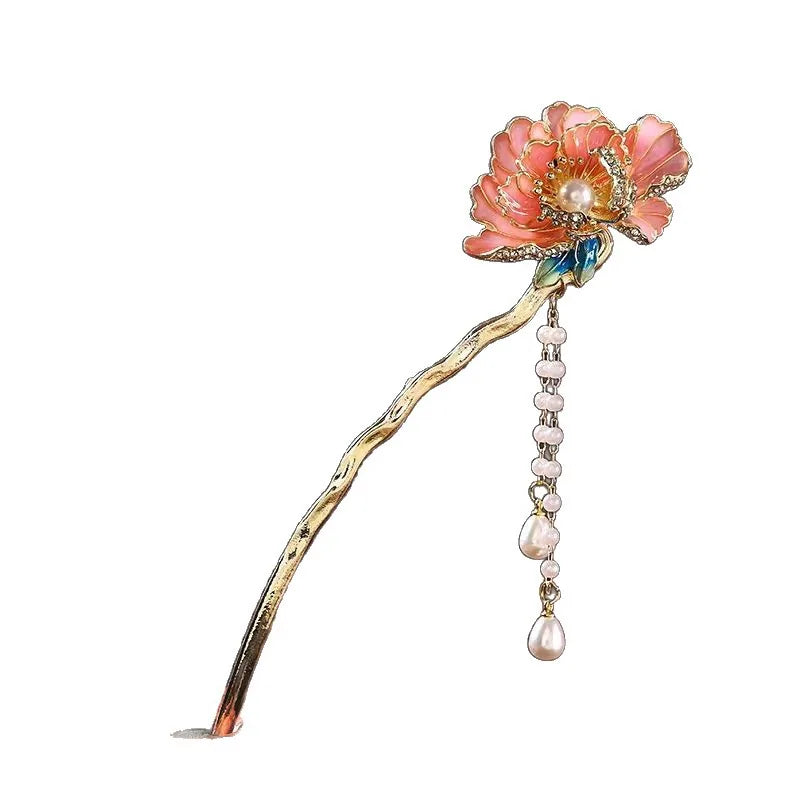 Épingle à cheveux pivoine et perles