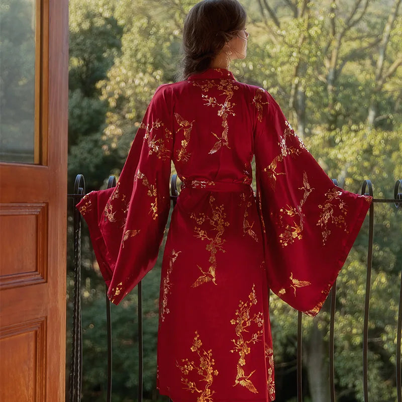 Peignoir kimono satin femme