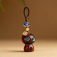 Porte-clés Japonais Chat en Bois