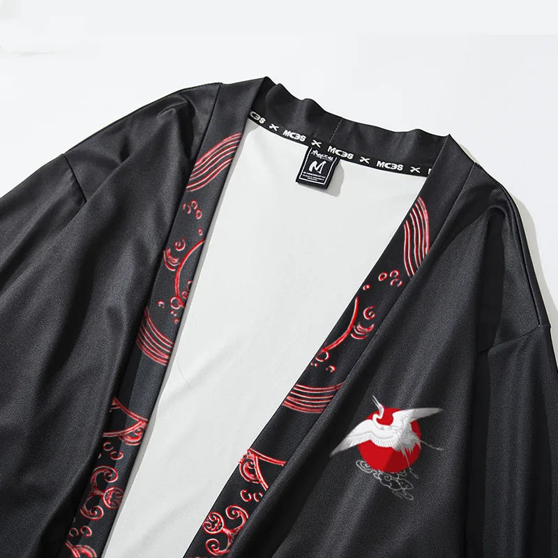 Veste kimono femme motif grues