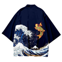 Haori japonais vague et carpe koï