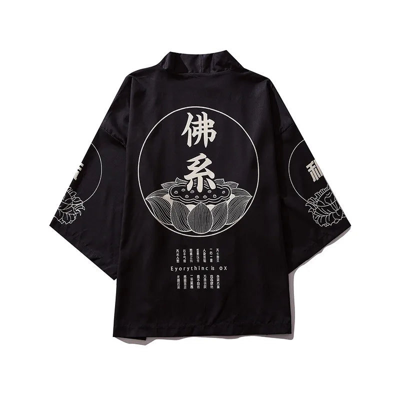 Cardigan haori kimono noir élégant