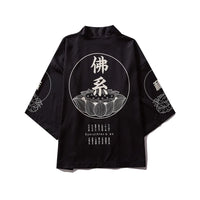 Cardigan haori kimono noir élégant