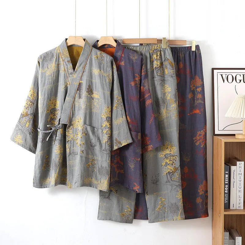 Ensemble pyjama kimono homme coton