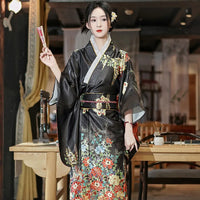 Robe kimono satinée ceinture obi