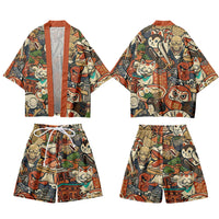 Ensemble kimono et short imprimé japonais, coloris Icônes du Japon